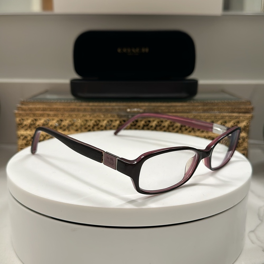 Coach - Rx - Pinkish-Purple Eyeglass Frames EUC, w Coach Black Leather Hard-Case